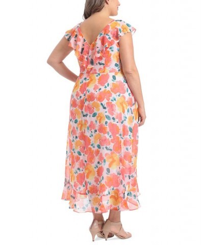 Plus Size Printed Ruffled Faux-Wrap Maxi Dress Blush/Pink $44.03 Dresses