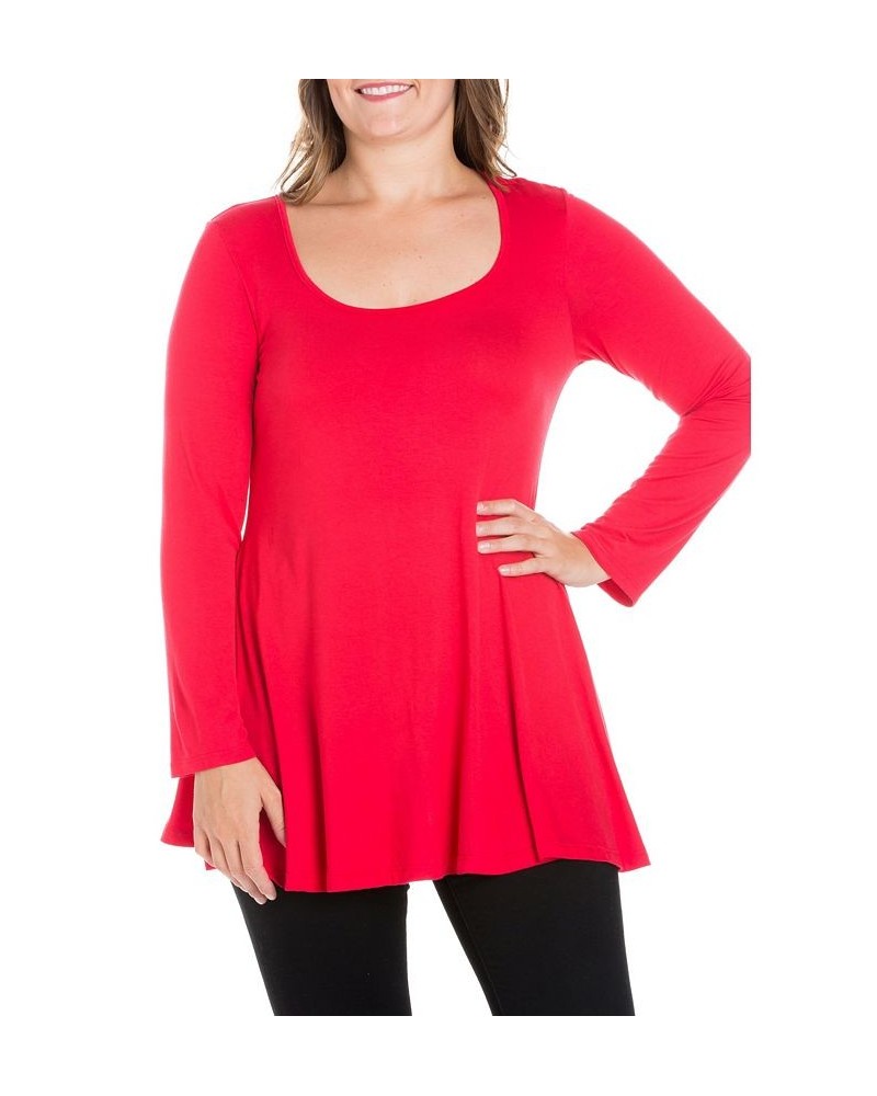 Women's Plus Size Poised Swing Tunic Top Red $32.83 Tops