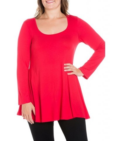 Women's Plus Size Poised Swing Tunic Top Red $32.83 Tops