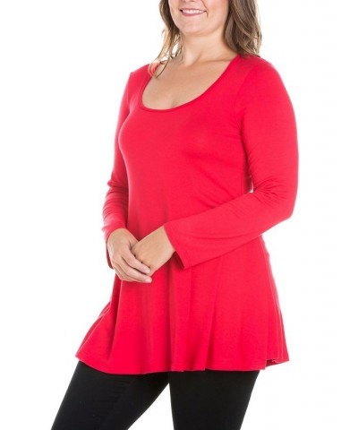 Women's Plus Size Poised Swing Tunic Top Red $32.83 Tops