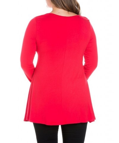 Women's Plus Size Poised Swing Tunic Top Red $32.83 Tops