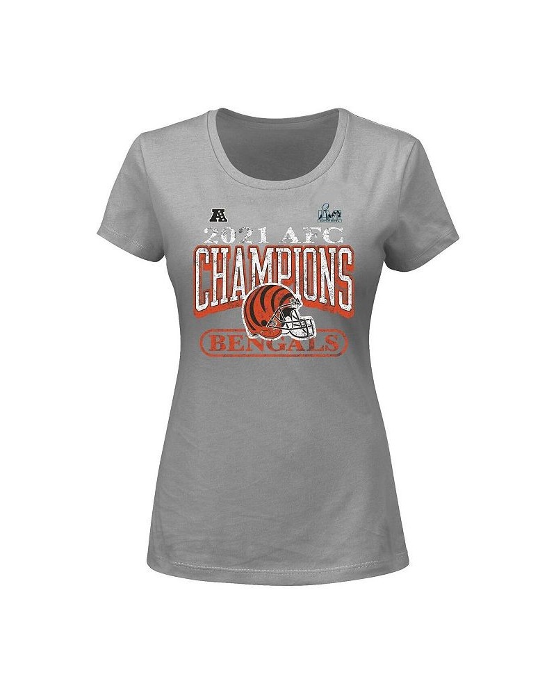 Women's Heathered Gray Cincinnati Bengals 2021 AFC Champions Plus Size Classic Play Scoop Neck T-shirt Heathered Gray $16.00 ...