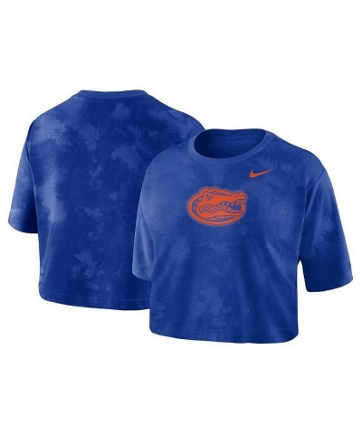 Women's Royal Florida Gators Tie-Dye Cropped T-shirt Royal $22.05 Tops