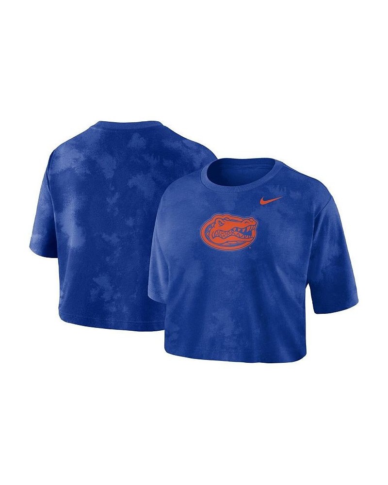 Women's Royal Florida Gators Tie-Dye Cropped T-shirt Royal $22.05 Tops