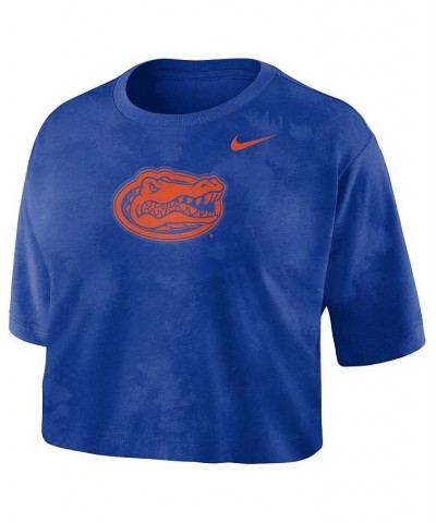 Women's Royal Florida Gators Tie-Dye Cropped T-shirt Royal $22.05 Tops