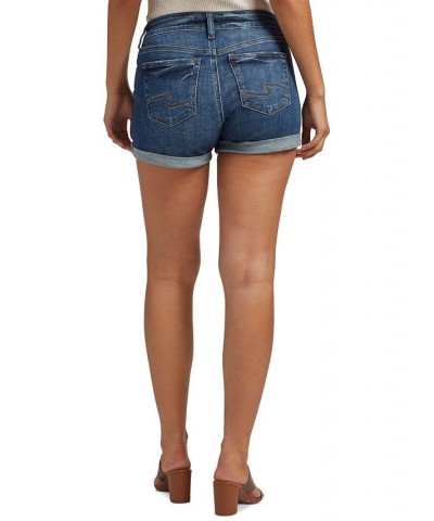 Women's Suki Mid-Rise Button-Fly Denim Shorts Indigo $37.40 Shorts