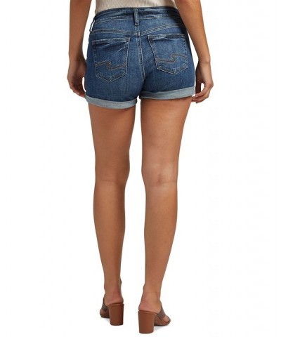 Women's Suki Mid-Rise Button-Fly Denim Shorts Indigo $37.40 Shorts