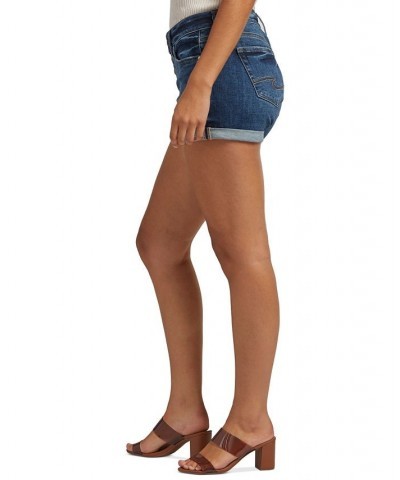 Women's Suki Mid-Rise Button-Fly Denim Shorts Indigo $37.40 Shorts