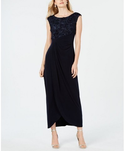 Petite Soutache Faux-Wrap Gown Navy $39.60 Dresses