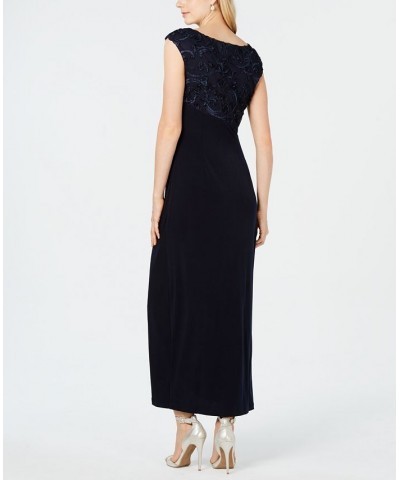 Petite Soutache Faux-Wrap Gown Navy $39.60 Dresses