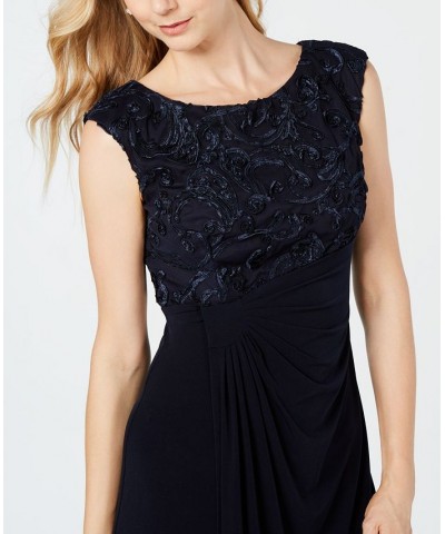 Petite Soutache Faux-Wrap Gown Navy $39.60 Dresses