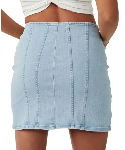 Women's Layla Denim Zip-Front Mini Skirt Starwash $35.88 Skirts