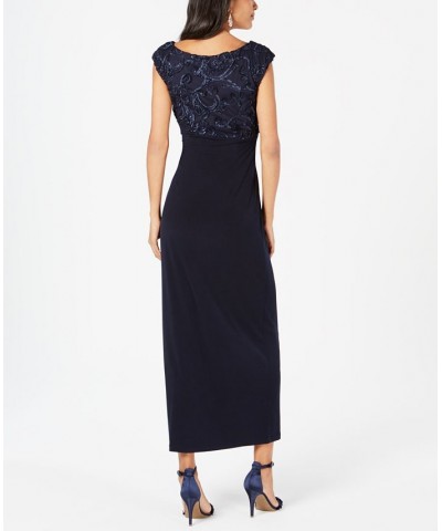 Petite Soutache Faux-Wrap Gown Navy $39.60 Dresses