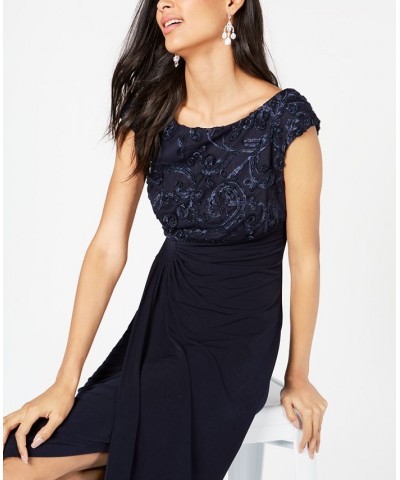 Petite Soutache Faux-Wrap Gown Navy $39.60 Dresses