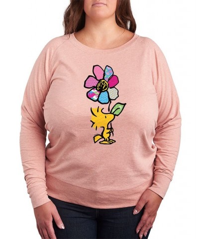 Trendy Plus Size Peanuts Long Sleeve Graphic Pullover Top Pink $14.21 Tops