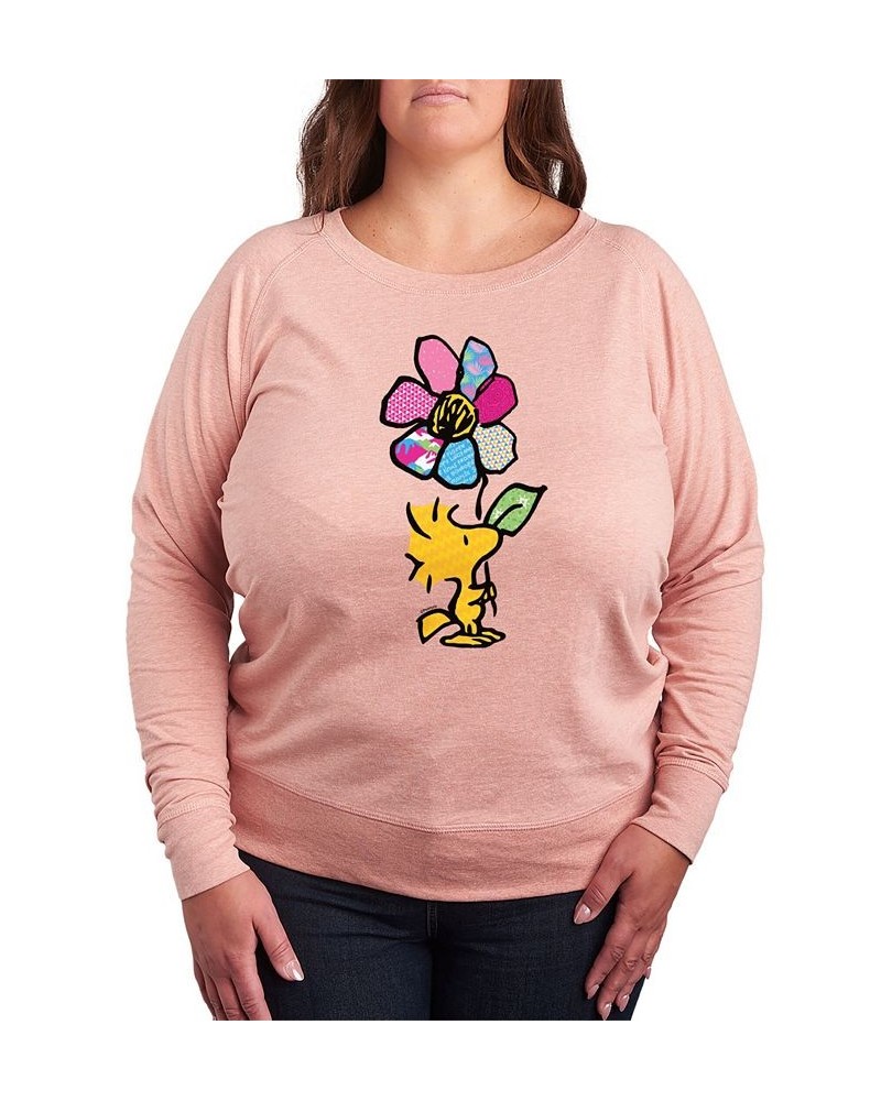 Trendy Plus Size Peanuts Long Sleeve Graphic Pullover Top Pink $14.21 Tops