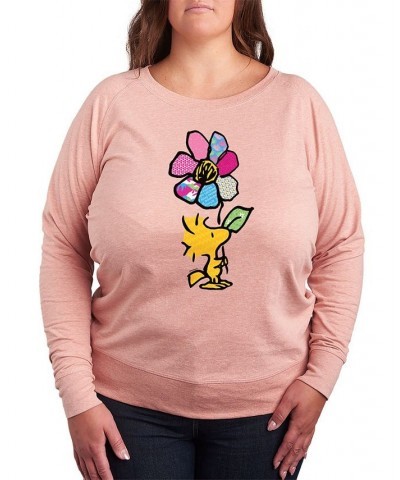 Trendy Plus Size Peanuts Long Sleeve Graphic Pullover Top Pink $14.21 Tops