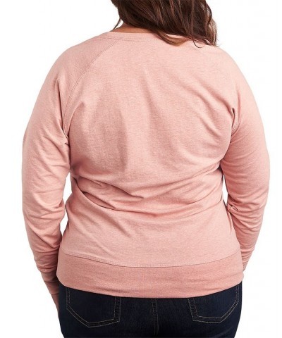 Trendy Plus Size Peanuts Long Sleeve Graphic Pullover Top Pink $14.21 Tops