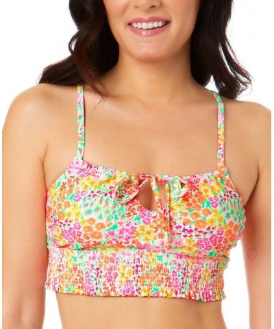 Juniors' Sun Garden Smocked Cami Bikini Top Multi $18.89 Swimsuits