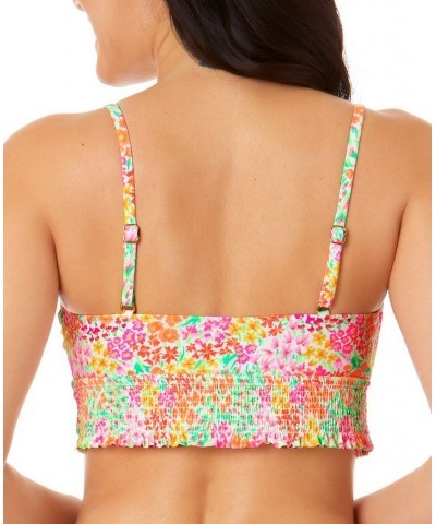 Juniors' Sun Garden Smocked Cami Bikini Top Multi $18.89 Swimsuits