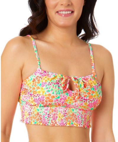 Juniors' Sun Garden Smocked Cami Bikini Top Multi $18.89 Swimsuits