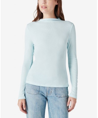 Ribbed Long-Sleeve Top Blue Glow $18.42 Tops