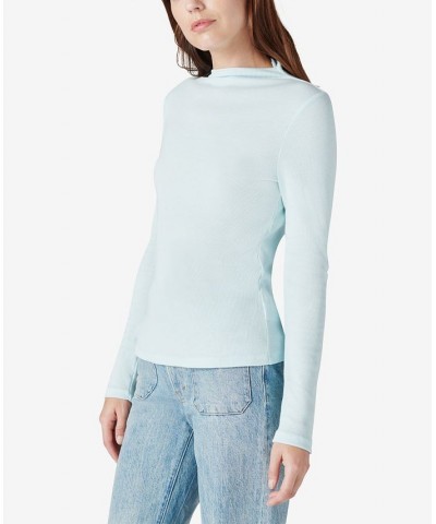 Ribbed Long-Sleeve Top Blue Glow $18.42 Tops