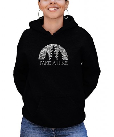 Women's Nature Lover Word Art Hooded Sweatshirt Black $26.40 Tops