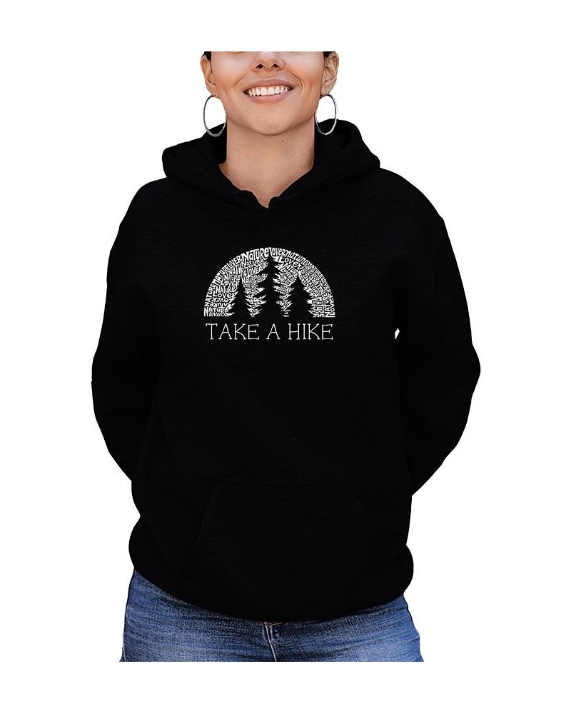 Women's Nature Lover Word Art Hooded Sweatshirt Black $26.40 Tops