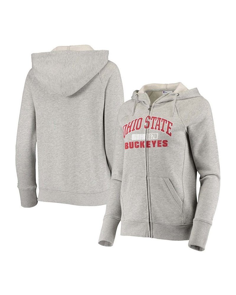 Women's Heathered Gray Ohio State Buckeyes University Full-Zip Raglan Hoodie Heathered Gray $35.39 Sweatshirts