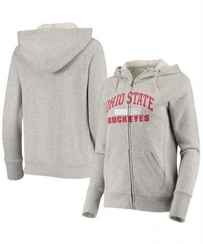 Women's Heathered Gray Ohio State Buckeyes University Full-Zip Raglan Hoodie Heathered Gray $35.39 Sweatshirts