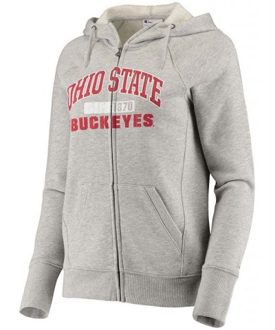 Women's Heathered Gray Ohio State Buckeyes University Full-Zip Raglan Hoodie Heathered Gray $35.39 Sweatshirts