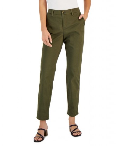 Women's Cotton Scallop-Stripe Tank & Hampton Cuffed Chino Straight-Leg Pants Thyme $21.12 Pants