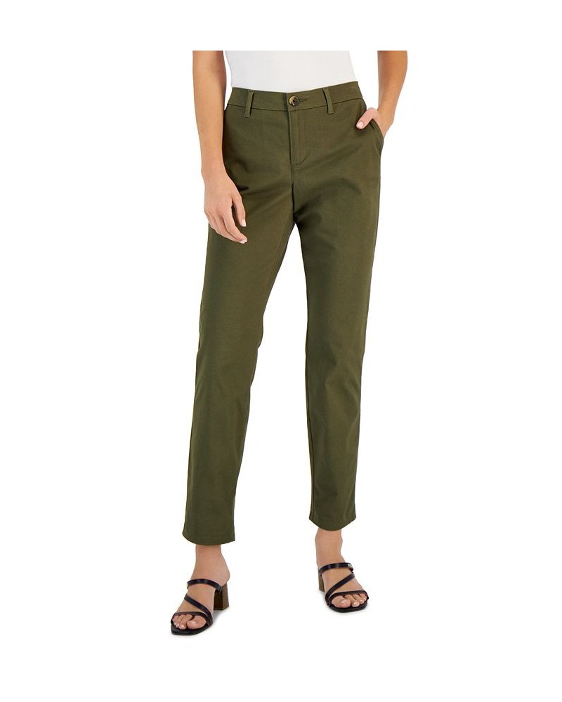 Women's Cotton Scallop-Stripe Tank & Hampton Cuffed Chino Straight-Leg Pants Thyme $21.12 Pants