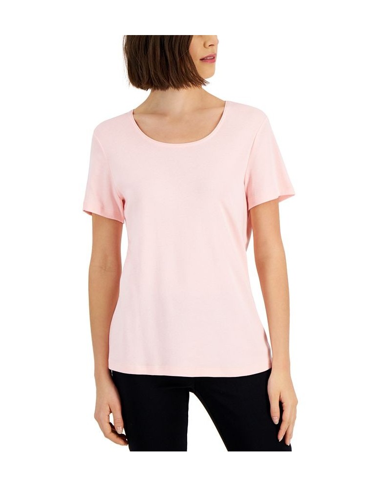 Petite Cotton Scoop-Neck Top Soft Pink $11.39 Tops