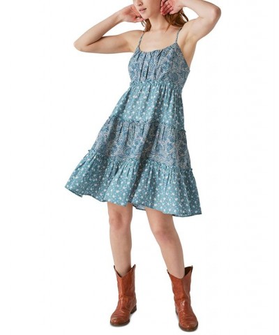 Laura Ashley x Women's Mixed-Print Tiered Mini Dress Blue Multi $41.70 Dresses