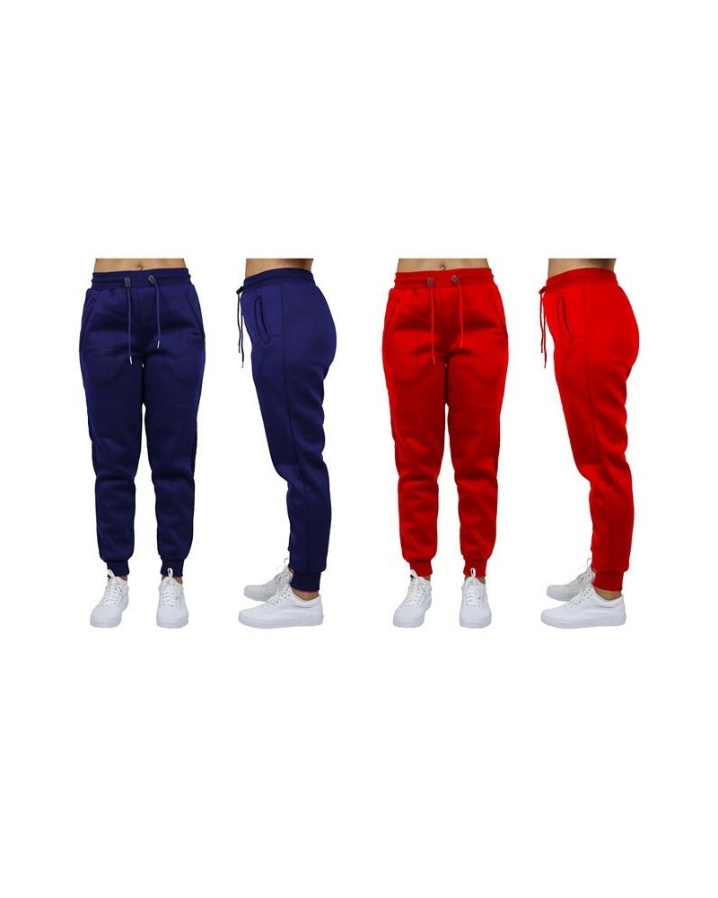 Women's Loose Fit Fleece Jogger Sweatpants Pack of 2 Navy - Red $27.00 Pants