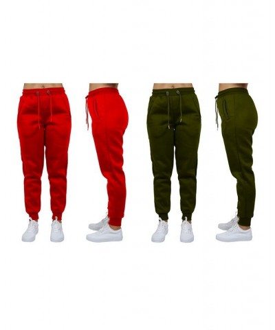 Women's Loose Fit Fleece Jogger Sweatpants Pack of 2 Navy - Red $27.00 Pants