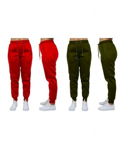 Women's Loose Fit Fleece Jogger Sweatpants Pack of 2 Navy - Red $27.00 Pants